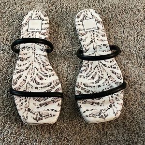 Dolce Vita Black Strappy Animal Print Slide Sandals